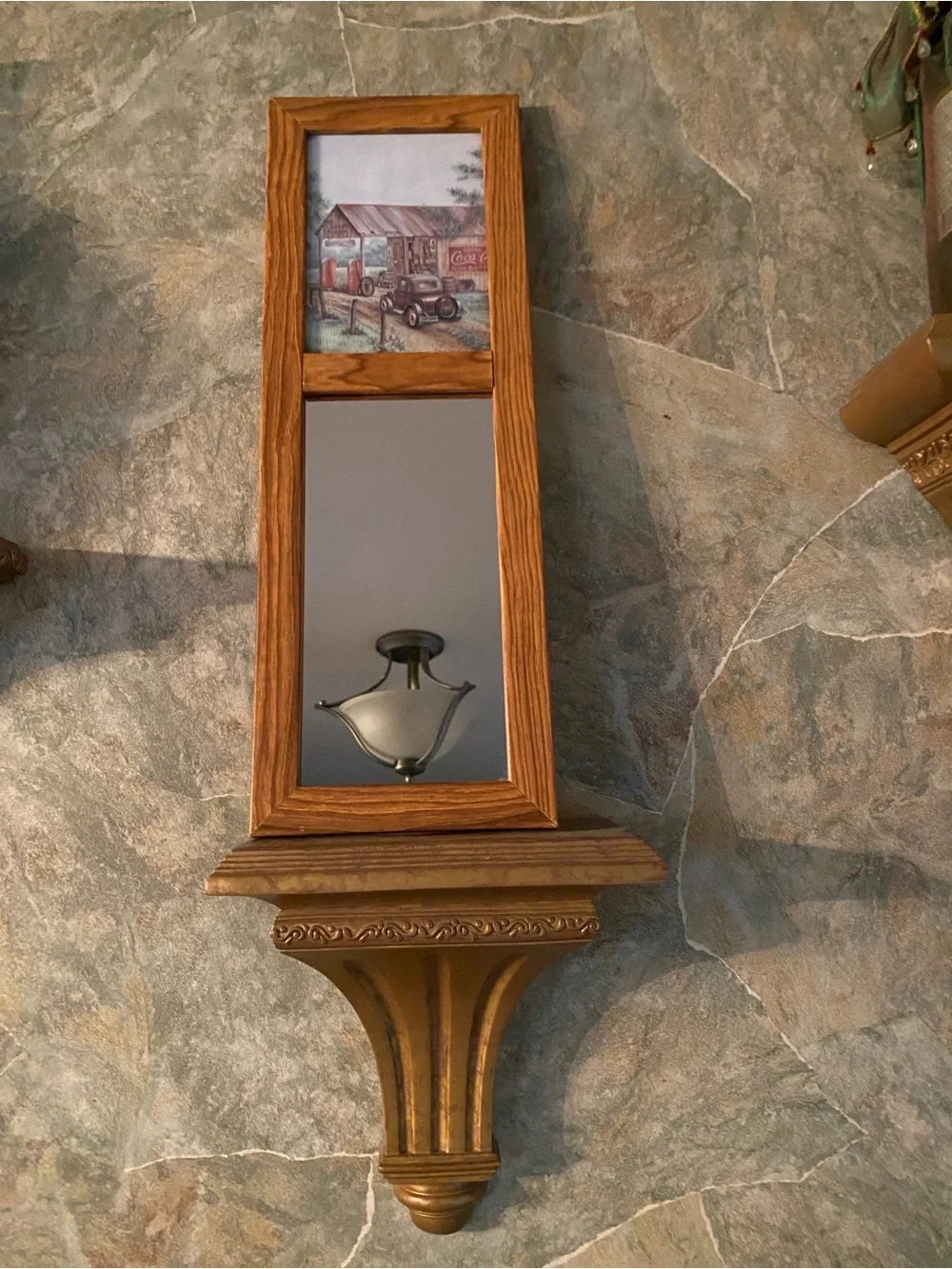 Kay lamb Shannon Wood Frame 2 Section Mirror vintage martins garage picture
